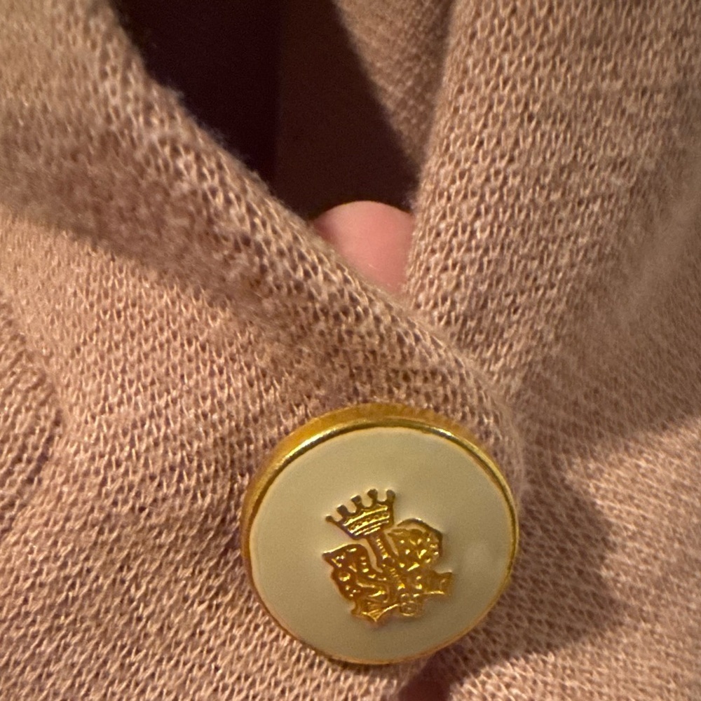 Zara Tan Sweater Vest with Cream and Gold Button Detail - Size M - Picture 2 of 4